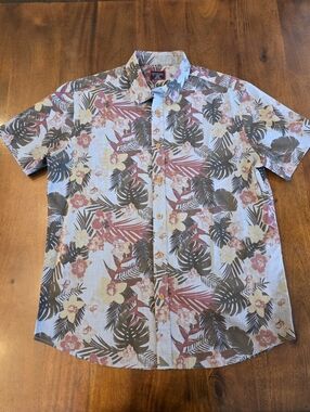 UNTUCKit Classic Cotton Desisto Hawaiian Print Shirt Large Short Sleeve Button